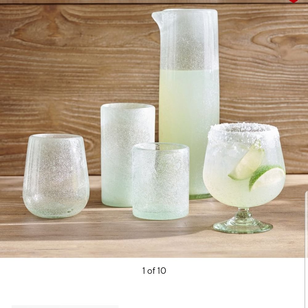Coastal Pottery Barn Recycled Sea Glass Stemless Wine Glasses